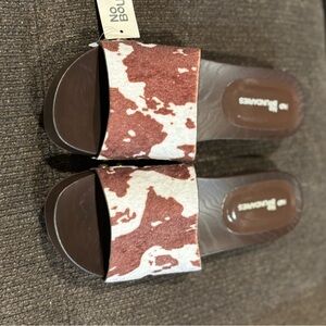 Brown & White Slide Sandals by No Boundaries